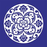 矢量缠枝牡丹花圆形花卉传统图案