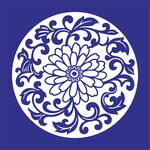 矢量缠枝菊花花卉圆形传统纹饰
