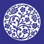 矢量缠枝梅花青花瓷圆形花卉图案