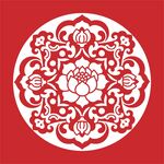 中式传统莲花纹圆形图案