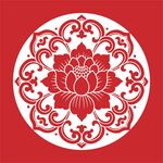 中式传统莲花圆形花纹图案