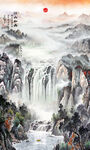 竖幅山水画