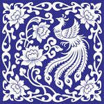 蓝白凤凰花卉传统图案