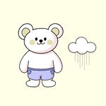 雨中站立的可爱小熊