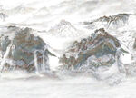 大理石背景墙水墨山水
