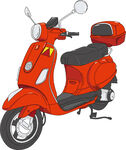 红色时尚电动踏板摩托车 矢量图