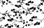 黑白花卉枝叶图案