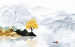 新中式山水背景墙