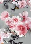 绿色背景上的粉色花卉图案