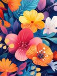 缤纷花卉插画 色彩绚丽