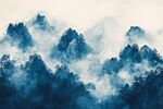 水墨云雾中的山峦胜景