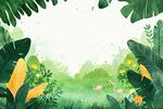 梦幻绿野中的火烈鸟景致