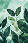清新绿叶水彩风植物插画