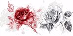 红黑白玫瑰手绘插画