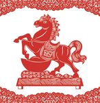 剪纸骏马贺岁图