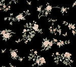 黑色底粉色花卉图案