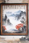中式山水窗景图