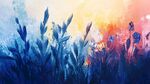 梦幻夕阳下的花草世界