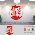 竖版共筑中国梦党建标语文化墙