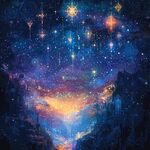 梦幻星空下的神秘奇幻山谷