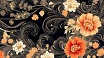 黑金花卉华丽无缝图案