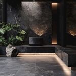 现代暗黑风室内景观一角