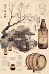 古风酒肆场景与酿酒器具