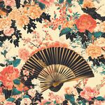 折扇绽于繁花中式图景