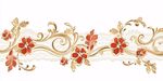 金色花纹红色花朵装饰带