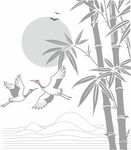 水墨竹鹤图