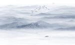 现代简约新中式水墨山水画背景墙