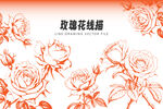 线描玫瑰花