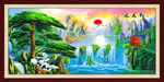 油画迎客松