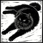 黑猫舒展躺卧姿态图