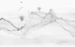 抽象水墨线条烟雾山水电视背景墙