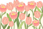 手绘郁金香花元素psd分层插画