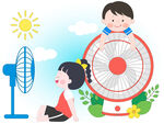 儿童夏天高温天气吹风扇防中暑