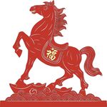 福字红马剪纸艺术造型