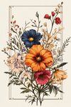 复古风花卉插画艺术作品