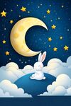 月夜下的白兔