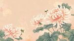 古风淡雅粉色菊花花卉图