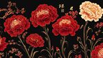 中式牡丹繁花黑金背景图