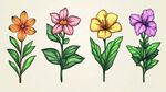 四色花卉插画