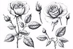 素描玫瑰花卉元素集合
