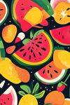 缤纷多彩的夏日水果插画