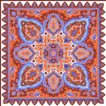 多彩几何花纹腰果方巾