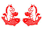 矢量剪纸风格马年图案