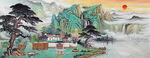 水墨山水办公室客厅挂画