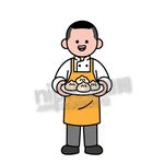 卡通男厨师端着包子饺子