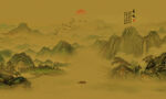 新中式国画山水背景墙壁画